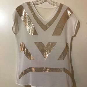Sheer White and Gold Top